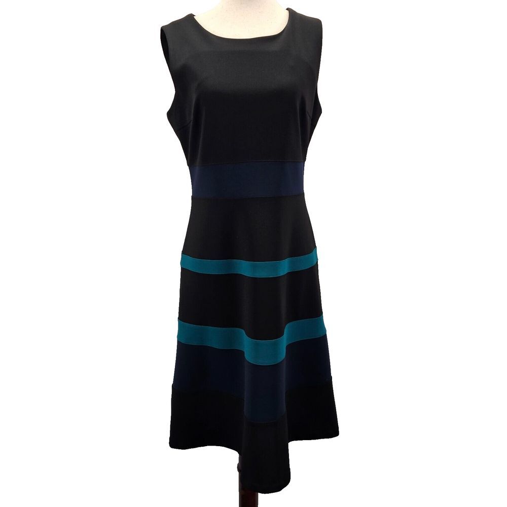 Tommy Hilfiger Colorblock Stripe Sheath Dress Size 8 Preppy Office Business Blue